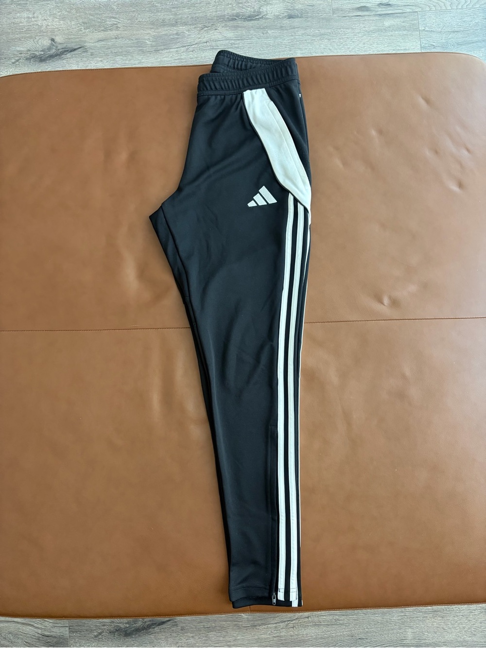 Adidas Black Track Pants with White Stripes